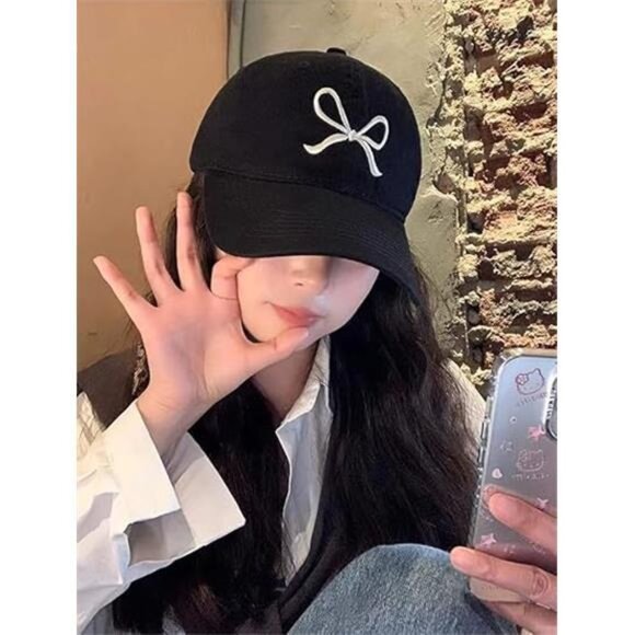 Bow-Tie Baseball Cap for Women Black - Picture 4 of 7